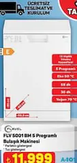 FLAVEL FLV5001 BM 5 PROGRAMLI BULAŞIK MAKİNESİ